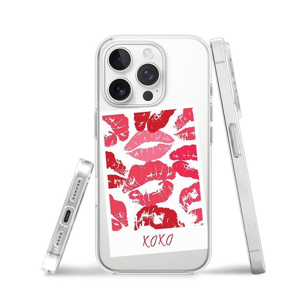 Etui do iPhone 13 Pro z MagSafe przeźroczyste, silikonowe Flexi, pocałunki, polaroid - obrazek 3