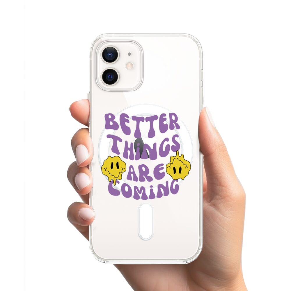 Etui do iPhone 12 z MagSafe przeźroczyste, silikonowe Flexi, Better Things Are Coming - obrazek 2