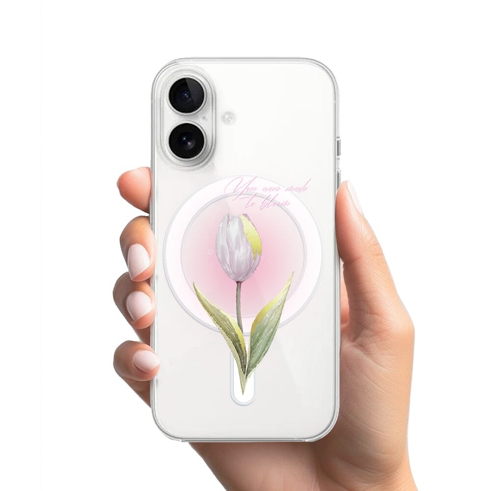 Etui do iPhone 16 z MagSafe przeźroczyste, silikonowe Flexi, kwiaty, tulipan - obrazek 2