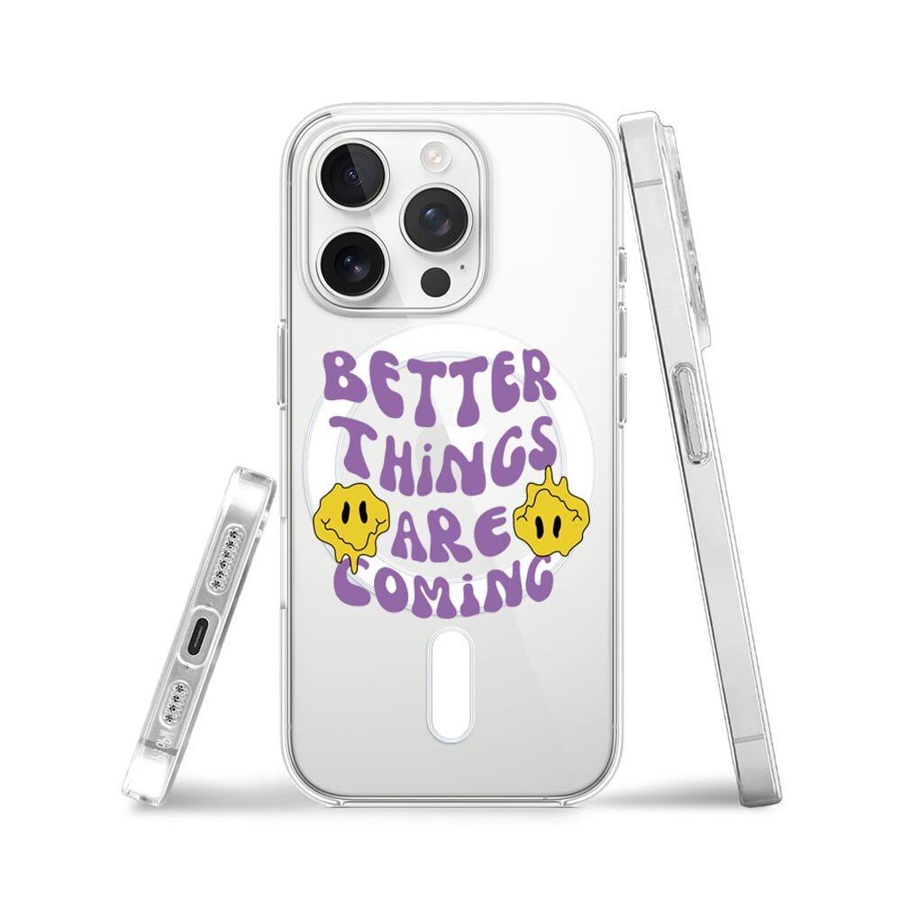 Etui do iPhone 14 Pro z MagSafe przeźroczyste, silikonowe Flexi, Better Things Are Coming - obrazek 3