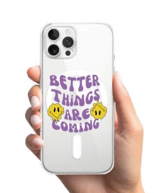 Etui do iPhone 12 Pro z MagSafe przeźroczyste, silikonowe Flexi, Better Things Are Coming