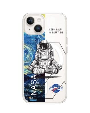 Etui do iPhone 14 z MagSafe przeźroczyste, silikonowe Flexi, Keep Calm in Cosmos