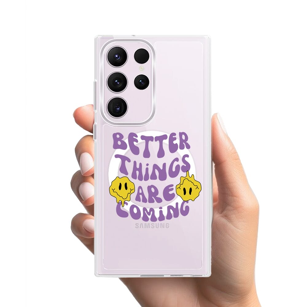 Etui do Samsung Galaxy S23 Ultra z MagSafe przeźroczyste, silikonowe Flexi, Better Things Are Coming - obrazek 2