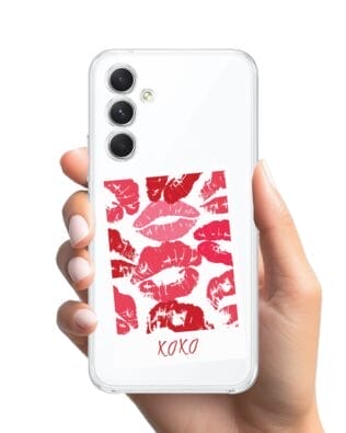 Etui do Samsung Galaxy A54 5G przeźroczyste, silikonowe Flexi, pocałunki, polaroid