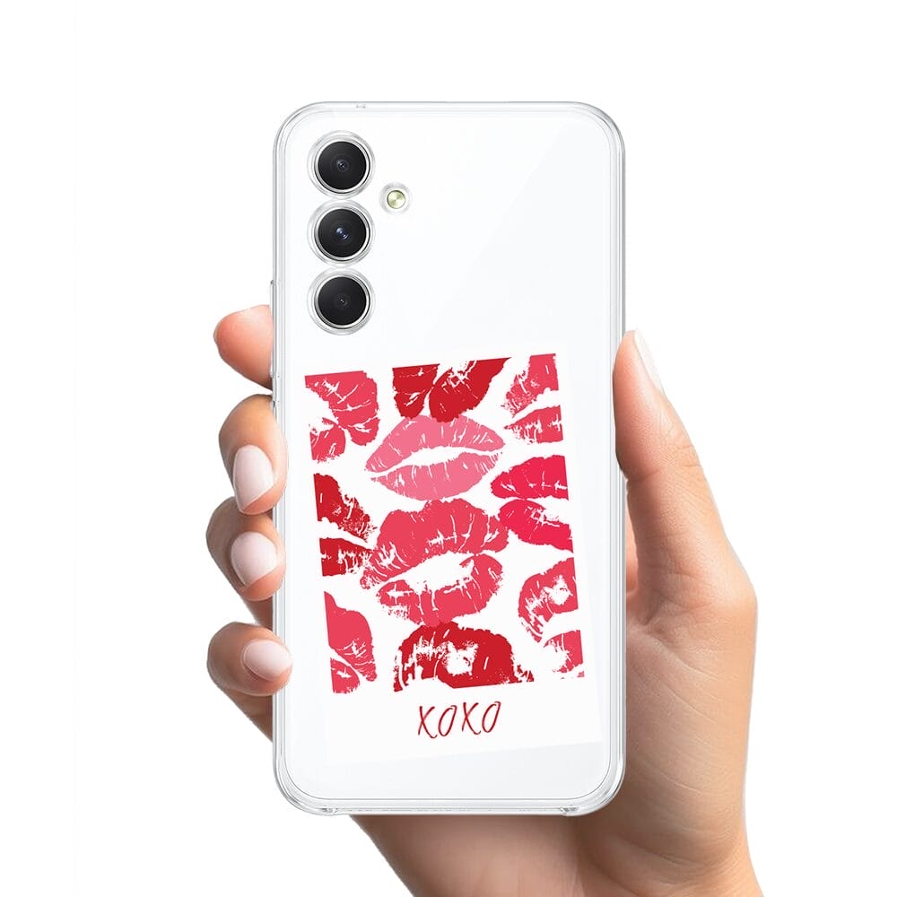 Etui do Samsung Galaxy A54 5G przeźroczyste, silikonowe Flexi, pocałunki, polaroid - obrazek 2