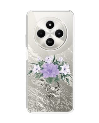 Etui do Xiaomi POCO C75 przeźroczyste, silikonowe Flexi, kobieta z kwiatami
