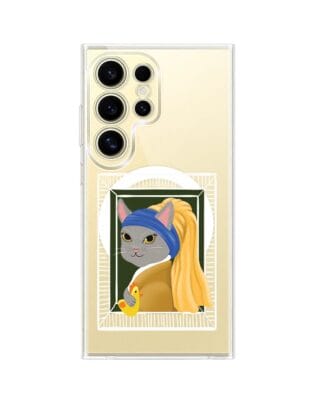 Etui do Samsung Galaxy S24 Ultra z MagSafe przeźroczyste, silikonowe Flexi, kotek z kurczakiem