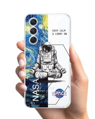 Etui do Samsung Galaxy A54 5G przeźroczyste, silikonowe Flexi, Keep Calm in Cosmos