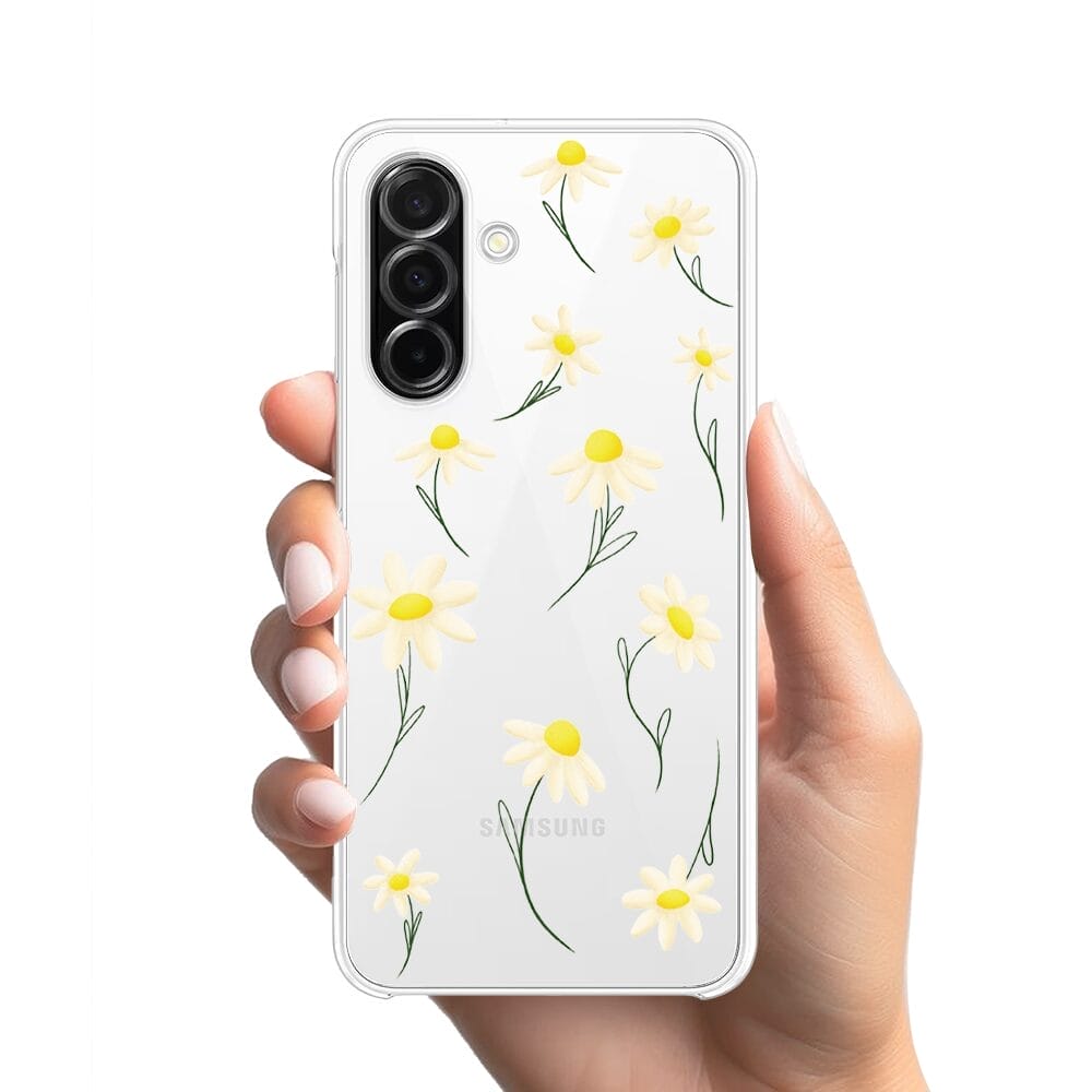 Etui do Samsung Galaxy A26 5G przeźroczyste, silikonowe Flexi, stokrotki - obrazek 2