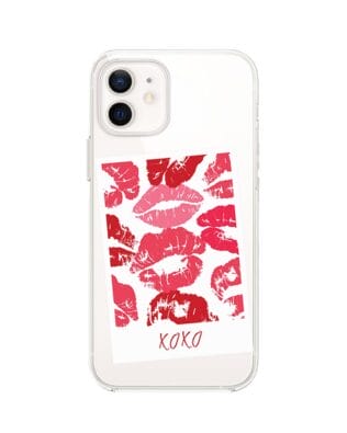 Etui do iPhone 12 Mini z MagSafe przeźroczyste, silikonowe Flexi, pocałunki, polaroid