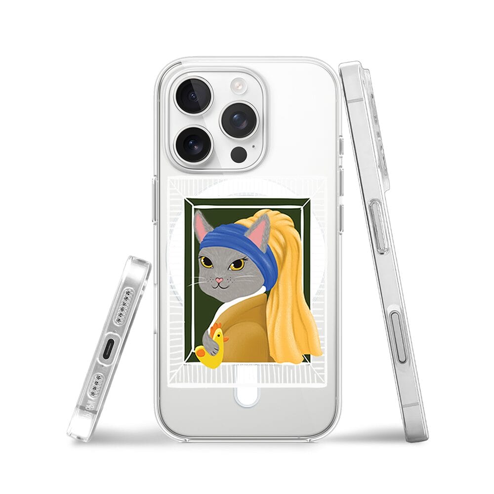 Etui do iPhone 16 Pro Max z MagSafe przeźroczyste, silikonowe Flexi, kotek z kurczakiem - obrazek 3