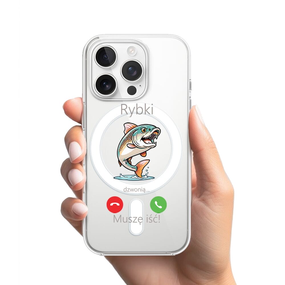 Etui do iPhone 16 Pro Max z MagSafe przeźroczyste, silikonowe Flexi, rybki dzwonią - obrazek 2