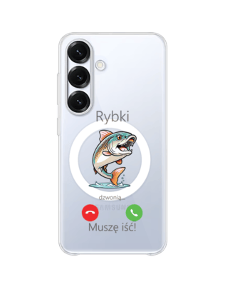 Etui do Samsung Galaxy S25 Plus z MagSafe przeźroczyste, silikonowe Flexi, rybki dzwonią