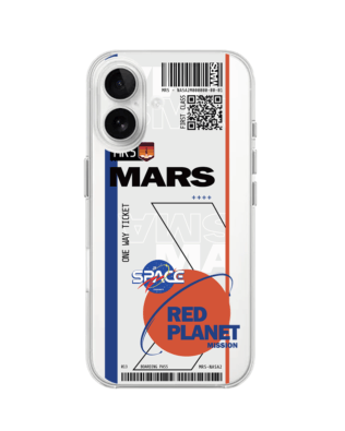 Etui do iPhone 16 Plus przeźroczyste, silikonowe Flexi, bilet na Mars