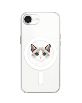 Etui do iPhone 16e z MagSafe przeźroczyste, silikonowe Flexi, kot birmański