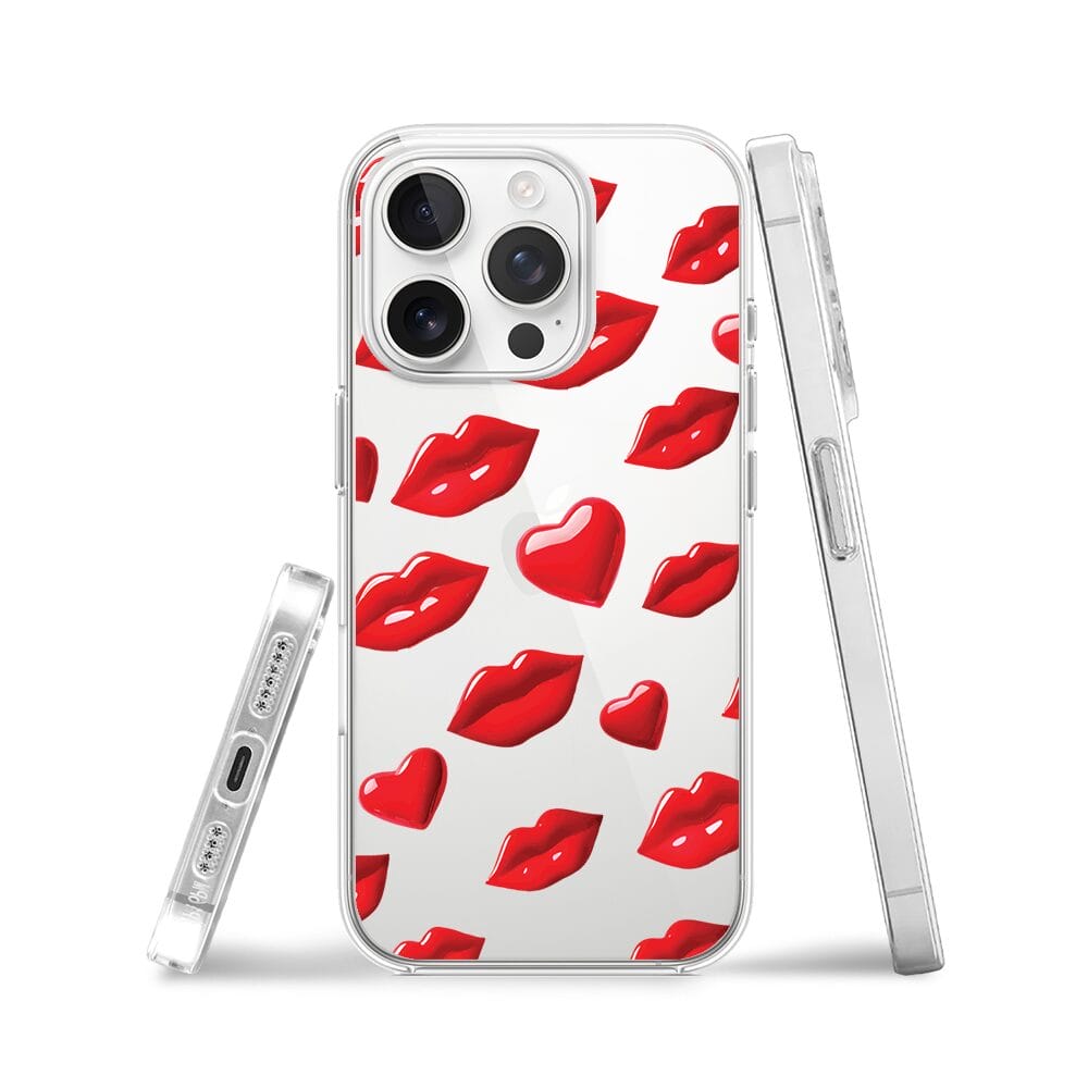 Etui do iPhone 13 Pro przeźroczyste, silikonowe Flexi, czerwone usta - obrazek 3