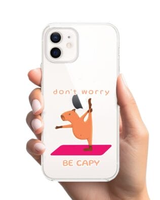 Etui do iPhone 12 przeźroczyste, silikonowe Flexi, kapibara