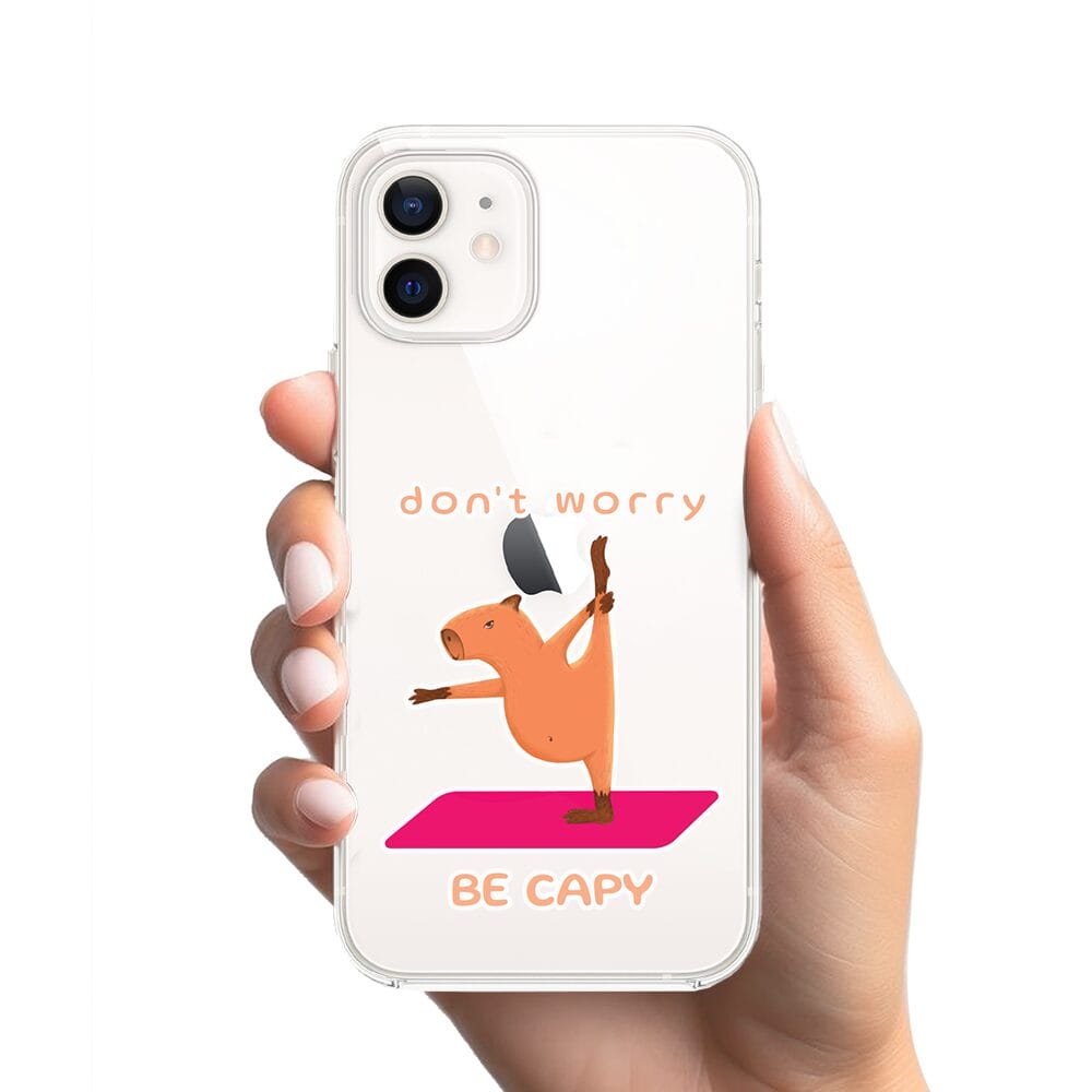 Etui do iPhone 12 przeźroczyste, silikonowe Flexi, kapibara - obrazek 2