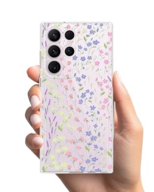 Etui do Samsung Galaxy S23 Ultra przeźroczyste, silikonowe Flexi, kwiaty polne