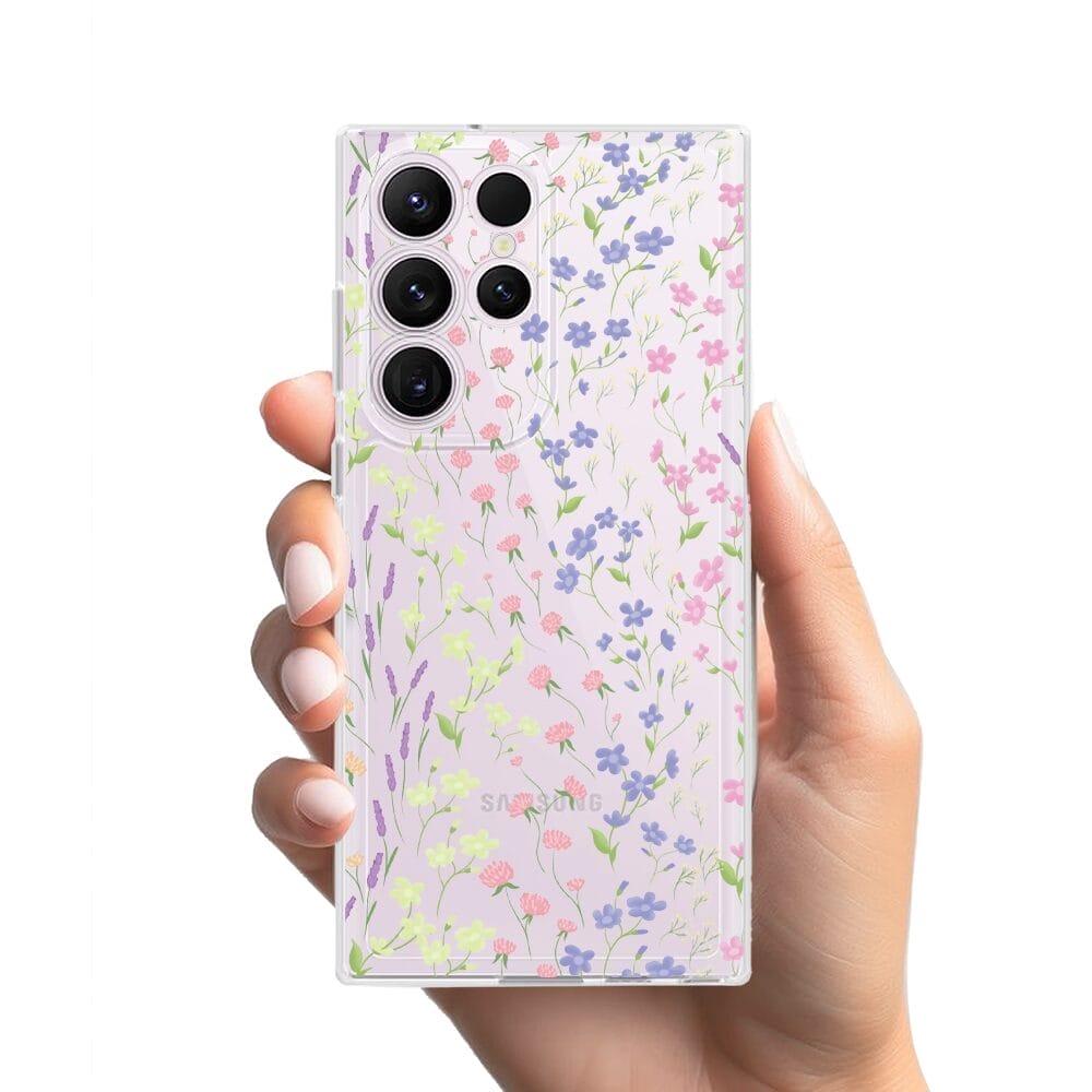 Etui do Samsung Galaxy S23 Ultra przeźroczyste, silikonowe Flexi, kwiaty polne - obrazek 2