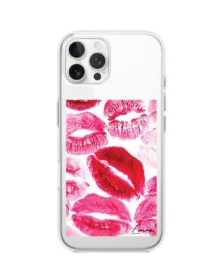 Etui do iPhone 12 Pro z MagSafe przeźroczyste, silikonowe Flexi, pocałunki z napisem „love”