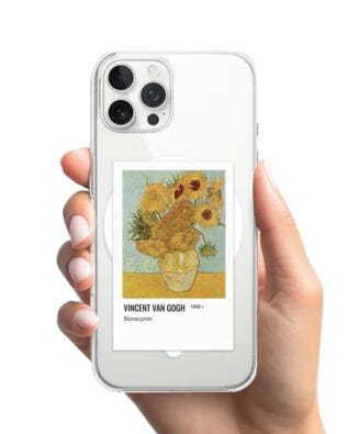 Etui do iPhone 12 Pro Max z MagSafe przeźroczyste, silikonowe Flexi, słoneczniki