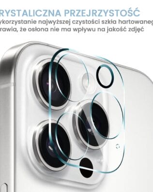 Osłona ze szkła hartowanego 9H na cały aparat, kamerę do iPhone 16 Pro, przeźroczyste