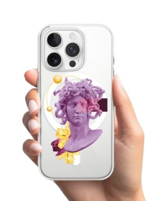 Etui do iPhone 15 Pro Max z MagSafe przeźroczyste, silikonowe Flexi, antyczna figura