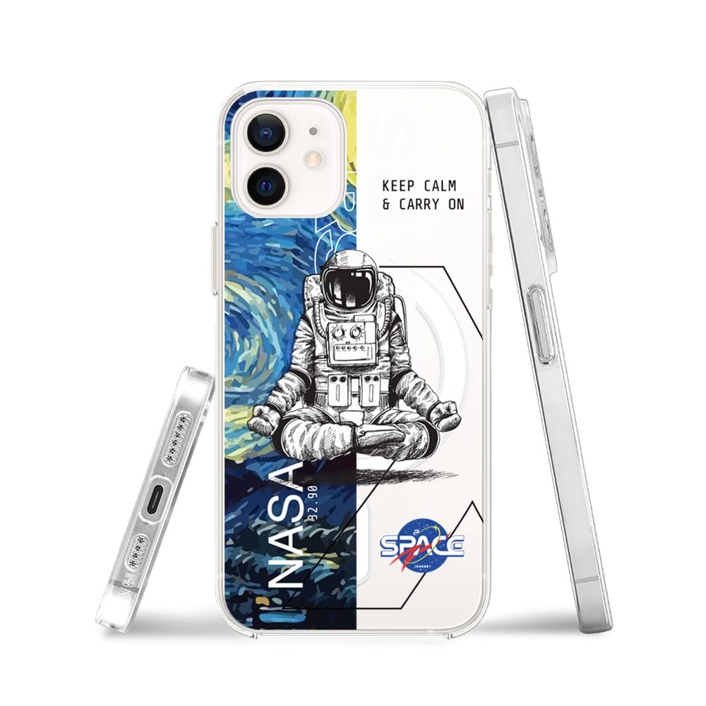 Etui do iPhone 12 z MagSafe przeźroczyste, silikonowe Flexi, Keep Calm in Cosmos - obrazek 3