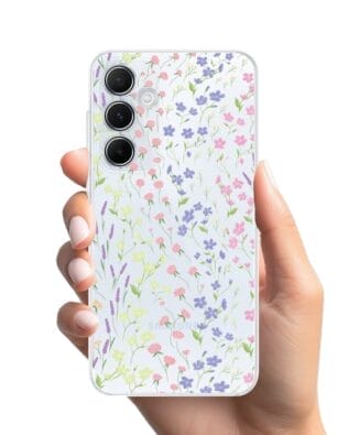 Etui do Samsung Galaxy A35 5G przeźroczyste, silikonowe Flexi, kwiaty polne