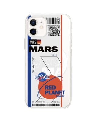 Etui do iPhone 12 z MagSafe przeźroczyste, silikonowe Flexi, bilet na Mars