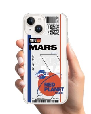 Etui do iPhone 13 Mini przeźroczyste, silikonowe Flexi, bilet na Mars