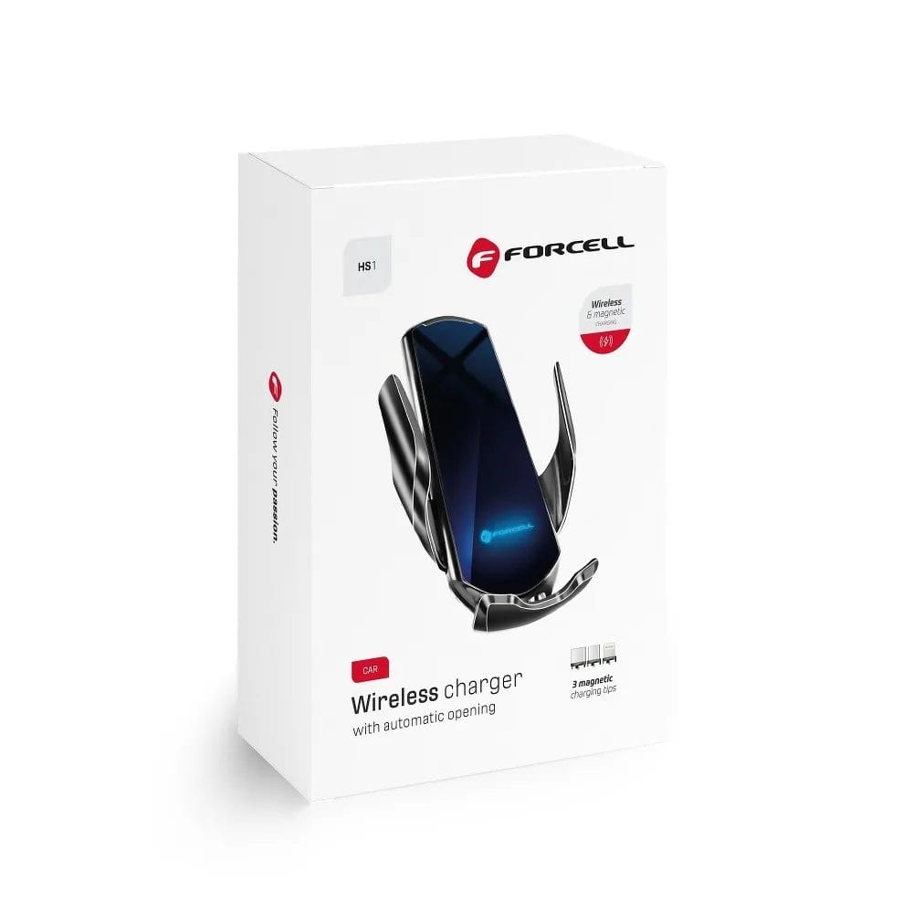 Uchwyt ładujący bezprzewodowo, automatyczny do kratki i na szybę, adaptery magnetyczne do ładowania przewodowego, czarny - obrazek 3