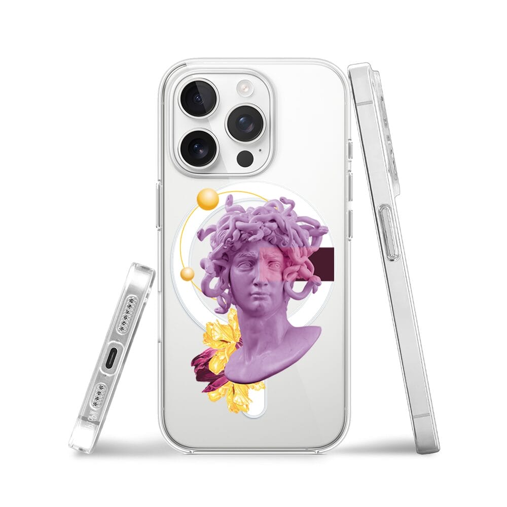 Etui do iPhone 14 Pro z MagSafe przeźroczyste, silikonowe Flexi, antyczna figura - obrazek 3