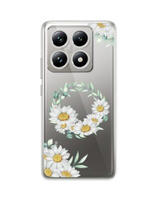 Etui do Xiaomi 14T przeźroczyste, silikonowe Flexi, wianek stokrotek