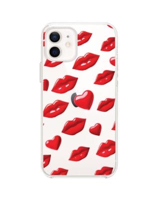 Etui do iPhone 12 przeźroczyste, silikonowe Flexi, czerwone usta