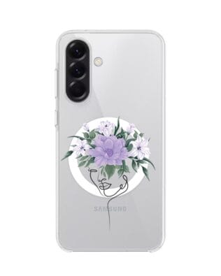 Etui do Samsung Galaxy A56 5G z MagSafe przeźroczyste, silikonowe Flexi, kobieta z kwiatami