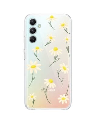 Etui do Samsung Galaxy A34 5G przeźroczyste, silikonowe Flexi, stokrotki