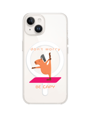 Etui do iPhone 13 Mini z MagSafe przeźroczyste, silikonowe Flexi, kapibara