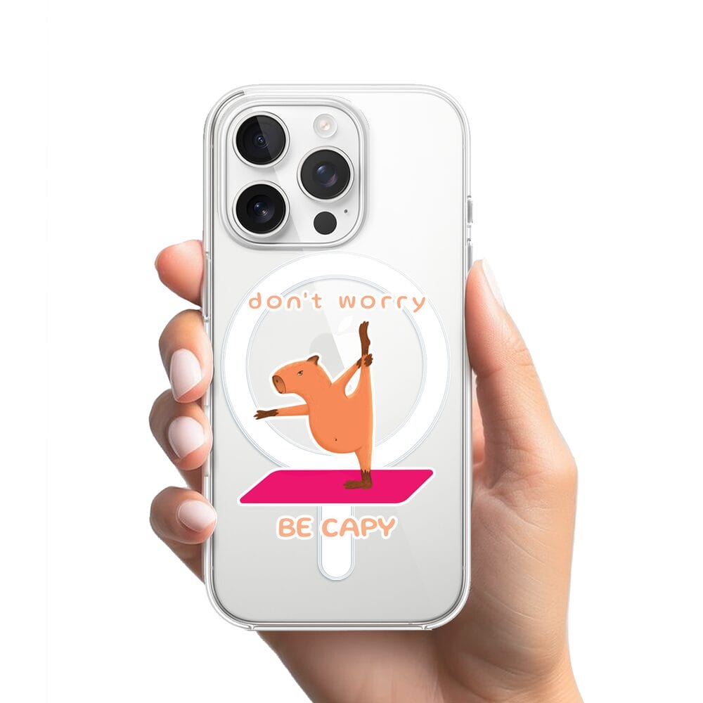 Etui do iPhone 13 Pro Max z MagSafe przeźroczyste, silikonowe Flexi, kapibara - obrazek 2