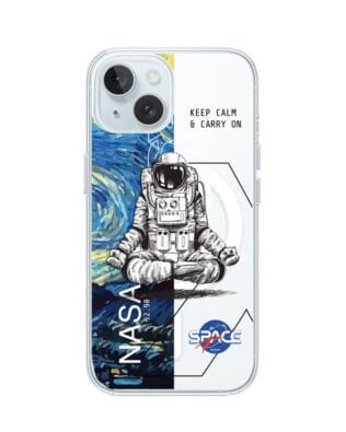 Etui do iPhone 15 z MagSafe przeźroczyste, silikonowe Flexi, Keep Calm in Cosmos