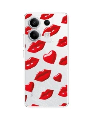 Etui do Xiaomi Redmi Note 13 Pro 5G przeźroczyste, silikonowe Flexi, czerwone usta
