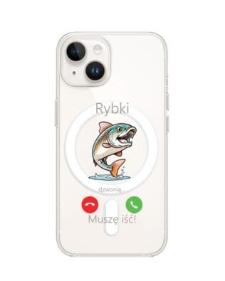 Etui do iPhone 13 Mini z MagSafe przeźroczyste, silikonowe Flexi, rybki dzwonią