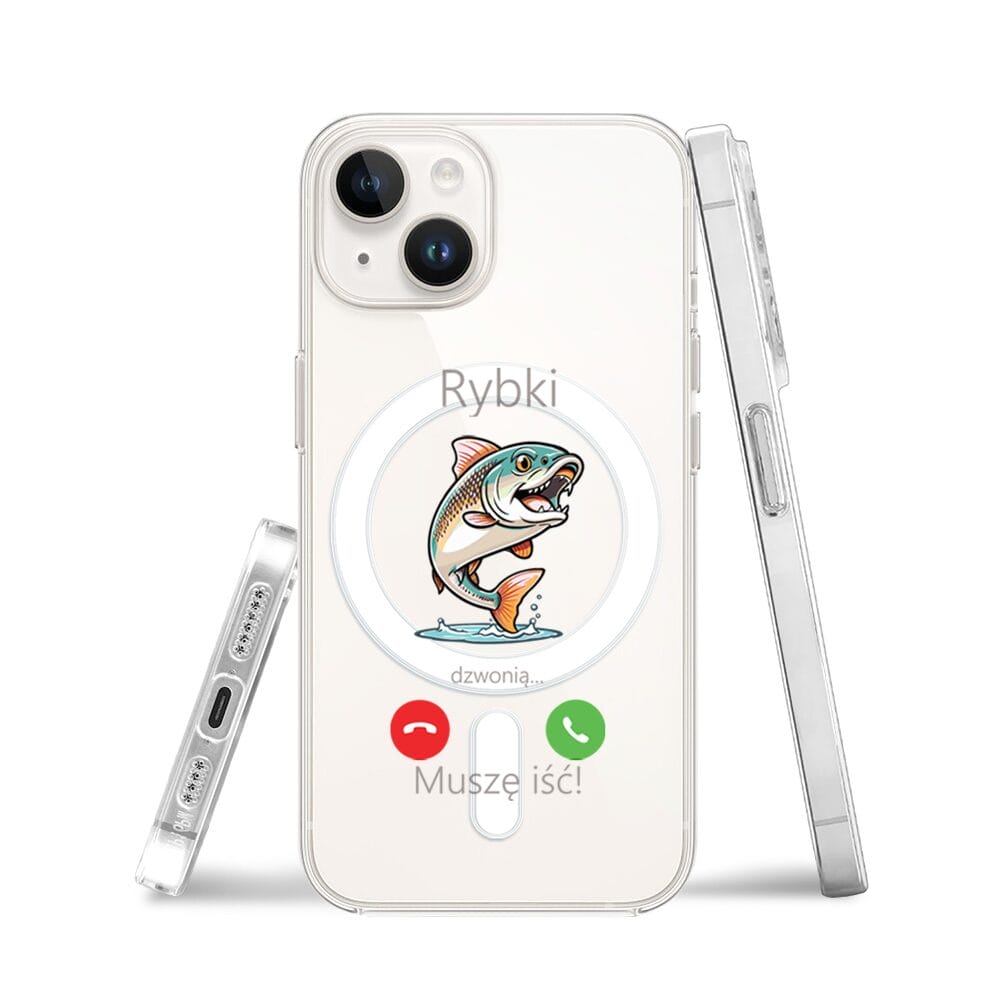 Etui do iPhone 14 Plus z MagSafe przeźroczyste, silikonowe Flexi, rybki dzwonią - obrazek 3