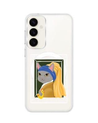 Etui do Samsung Galaxy S23 FE 5G z MagSafe przeźroczyste, silikonowe Flexi, kotek z kurczakiem