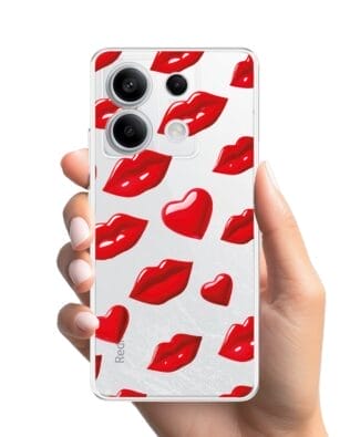 Etui do Xiaomi Redmi Note 13 Pro 5G przeźroczyste, silikonowe Flexi, czerwone usta
