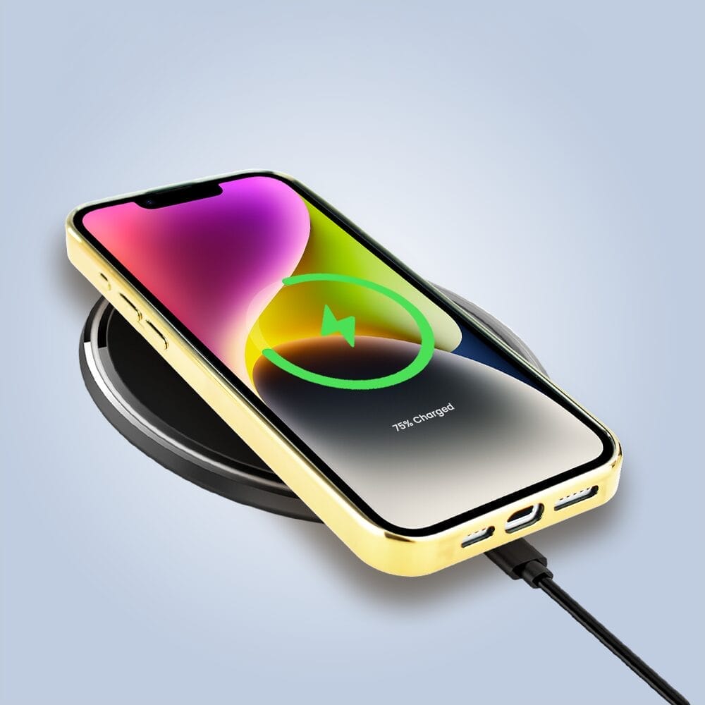 Etui do iPhone 14 IBIZU Elite Glass 3D, szklany tył, złota mapa świata z napisem Golden Visa, złote - obrazek 6