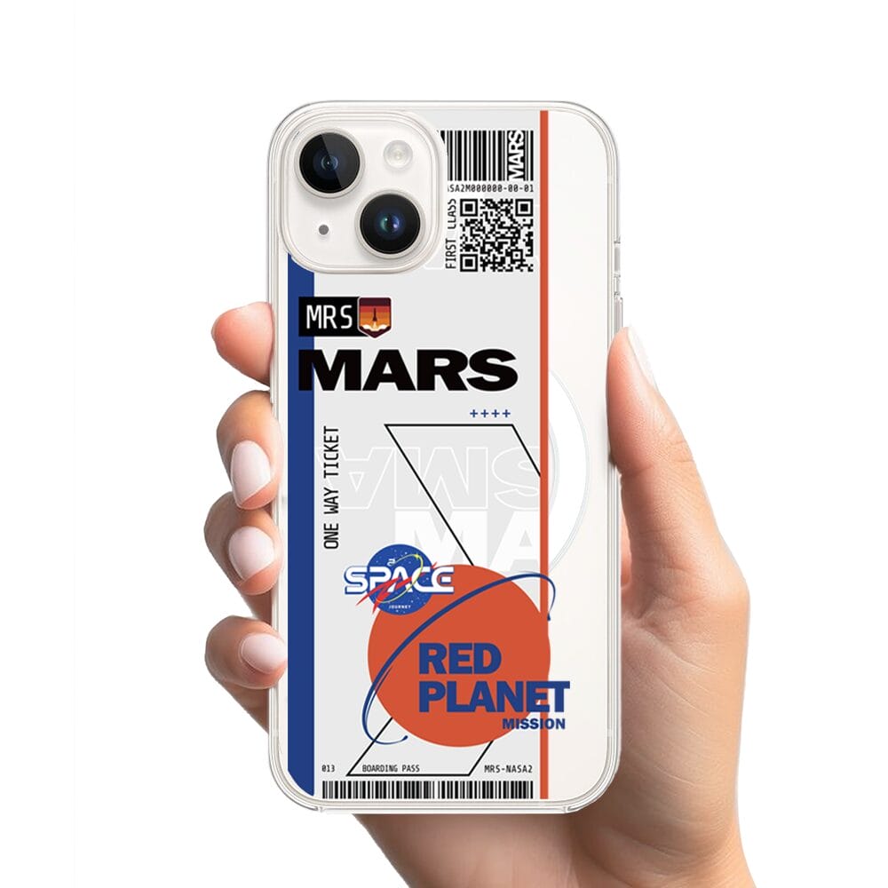 Etui do iPhone 13 Mini z MagSafe przeźroczyste, silikonowe Flexi, bilet na Mars - obrazek 2