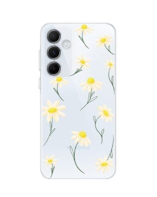 Etui do Samsung Galaxy A35 5G przeźroczyste, silikonowe Flexi, stokrotki