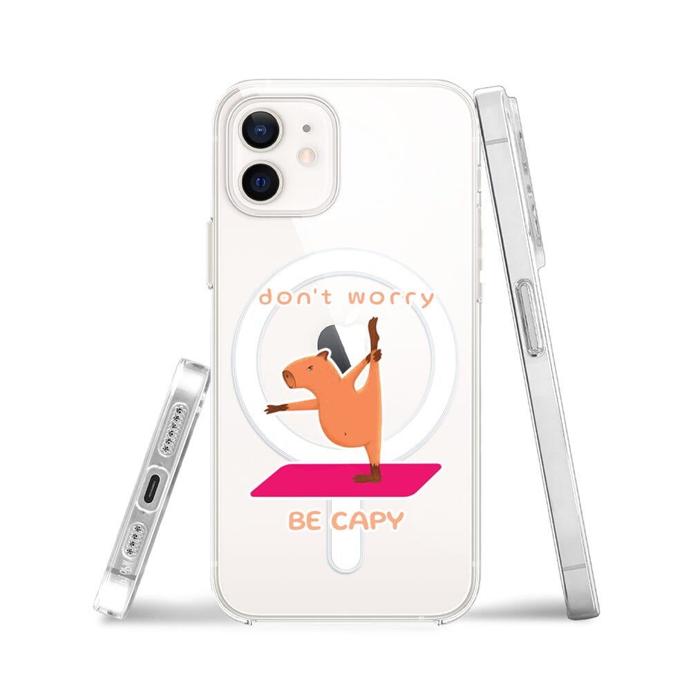 Etui do iPhone 12 z MagSafe przeźroczyste, silikonowe Flexi, kapibara - obrazek 3